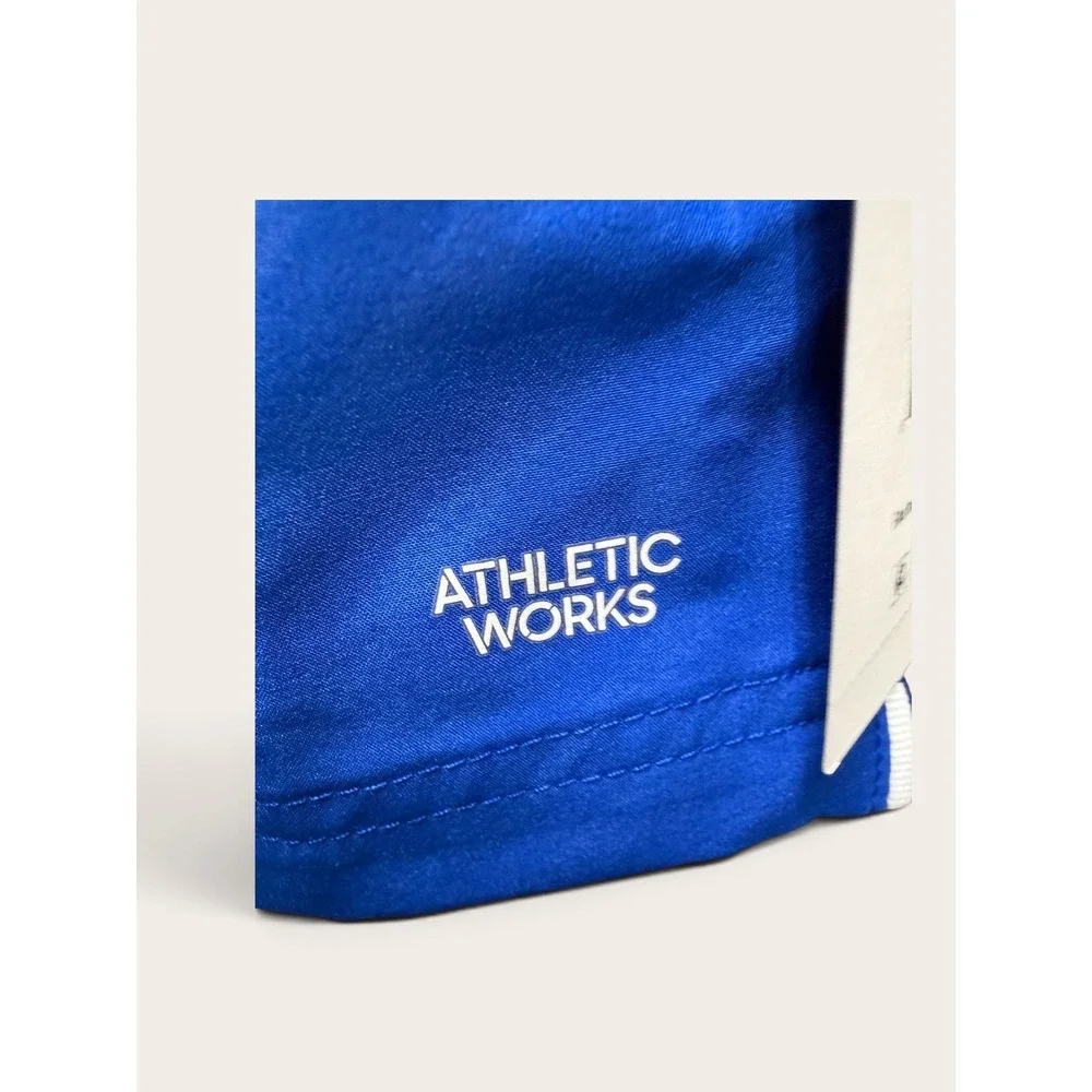 Athletic Works Boys Soccer Shorts Really Royal Blue Jacquard Stripe Size S 6-7